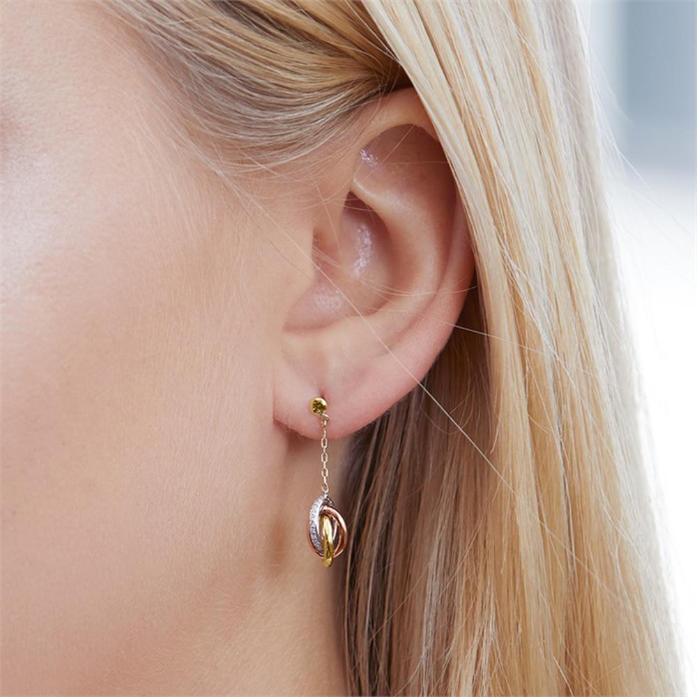 Unique Ohrstecker aus 585er Gold tricolor mit Diamanten tricolor