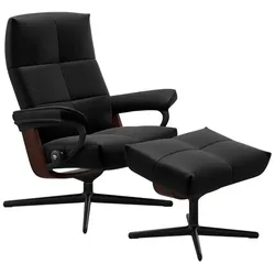 Stressless Sessel mit Hocker David Cross Leder Schwarz Batick Black M (Medium)