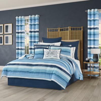 Balboa 4 Piece Comforter Set by Royal Court in Blue (Size QUEEN)