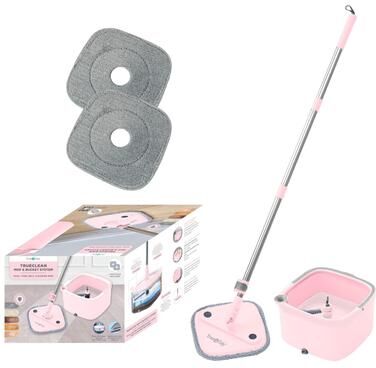 True & Tidy TrueClean Spin Mop & Bucket System in Rose