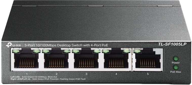 Switch 5 Puertos 10/100Mbps PoE+ No Administrado TL-SF1005LP (4x Puertos PoE) - TP-LINK