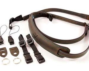 4V Design Tuscan Leather Slim Neck Strap Camera Strap Kit (Green/Cyan (K)