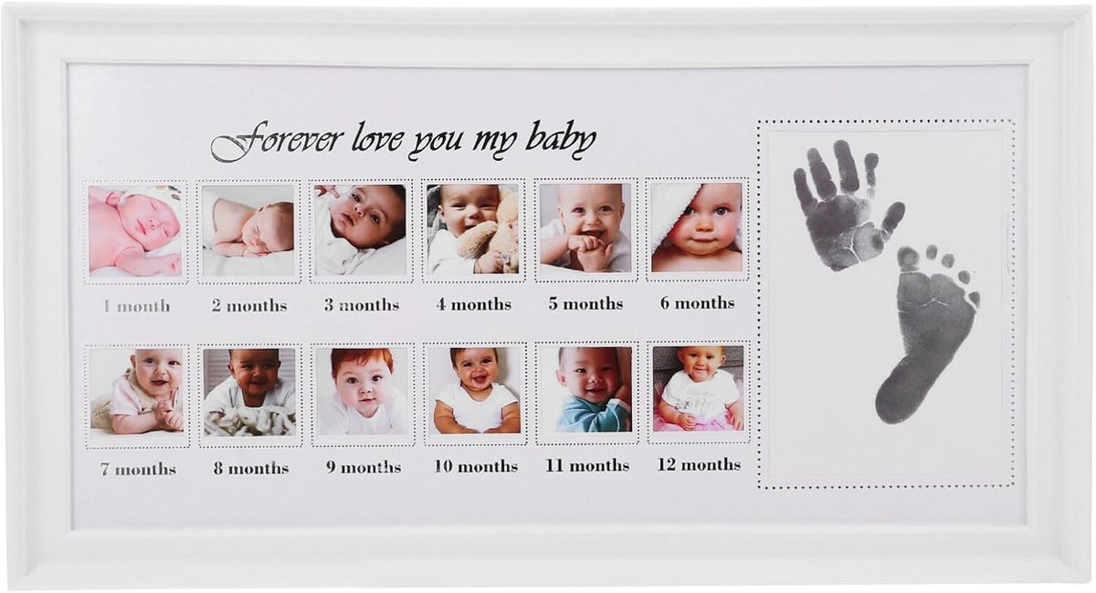 Baby Hand en Voetafdruk Fotolijst - Dubbel Frame voor het Vastleggen van Baby Herinneringen