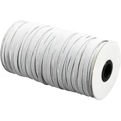 100 m Gummiband, 5-6 mm breit, grauweiß, Gummilitze, Gummizug, Elastikband, Flachgummi, Wäschegummi zum Nähen, Kunststoff, Kautschuk