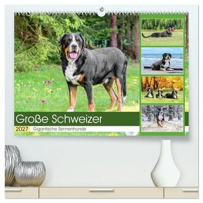 Große Schweizer - Gigantische Sennenhunde (hochwertiger Premium Wandkalender 2027 DIN A2 quer), Kunstdruck in Hochglanz