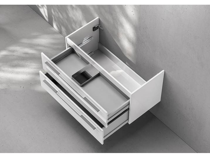 Unterschrank Intarbad Premium als Zubehör für Waschtisch Duravit DuraSquare 80cm mit Ablage rechts