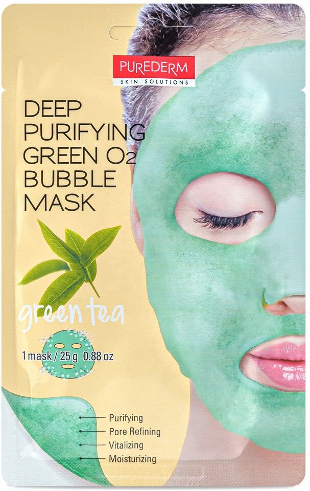 PUREDERM Deep Purifying Green O2 Bubble Mask 25g