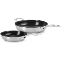 Le Creuset Set 2 pans shallow Essential non stick 24/28 cm, Pfannenset + Topfset, Silber