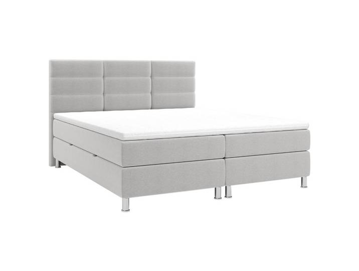 Boxbett, Greige, 140x200 cm, Textil, 7-Zonen & Stauraum, Modern, CARRYHOME