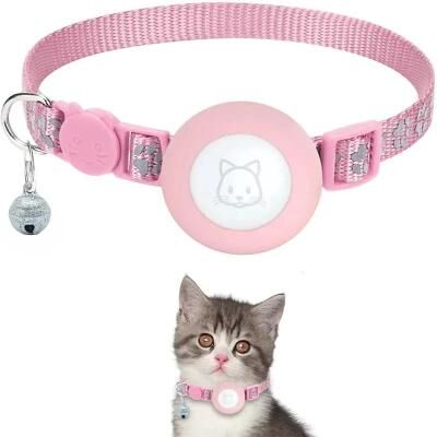 Uplifted Finds Reflective AirTag Compatible Safety Cat Collar pink With Paw 1pc