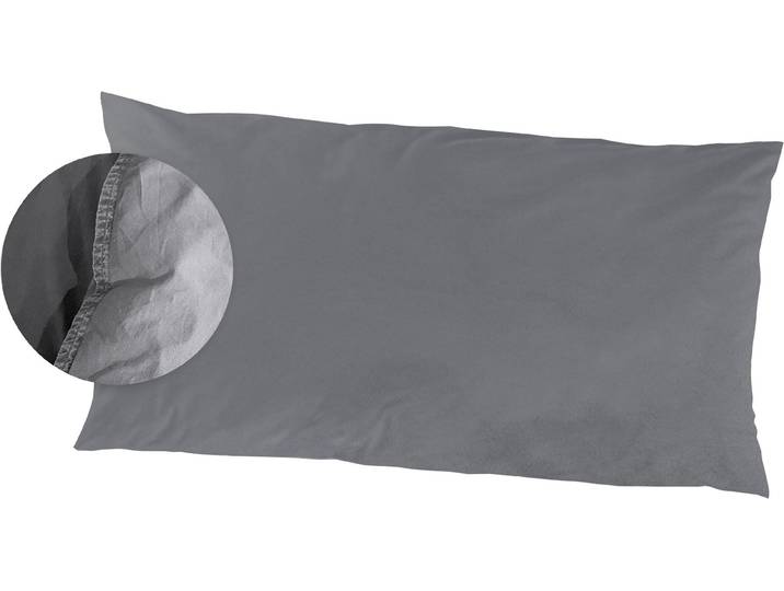 Kissenbezüge PRIMERA Kissenbezüge »Stone Washed«, Primera (2 Stück) , grau (anthrazit), B:80cm L:40cm, Renforcé, Obermaterial: 100% Baumwolle, Kissenbezüge, Kissenbezüge, mit Stone-Washed Optik