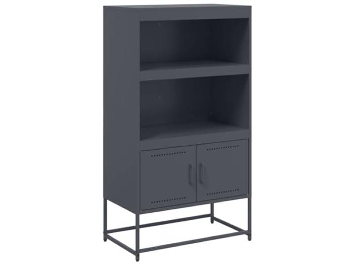 KGHFDVB Highboard Anthrazit 68,5x38,5x123,5 cm Stahl Industrie-Stil, 2 Türen, 2 Ablagen, Robust, Strapazierfähig, Für Schlafzimmer und Wohnzimmer