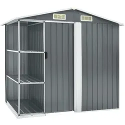 Helloshop26 - Gartenhaus Geräteschuppen Geräteschuppen robustes Gartenhäuschen mit Regal 205 x 130 x 183 cm Grauguss 02_0022223