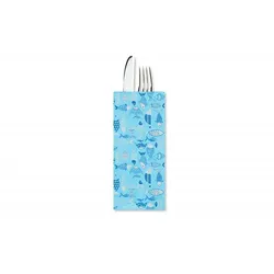 Schachtel mit 800 Corvina dekorierten Besteckhalter-Papierumschlägen 11x25 mit Serviette