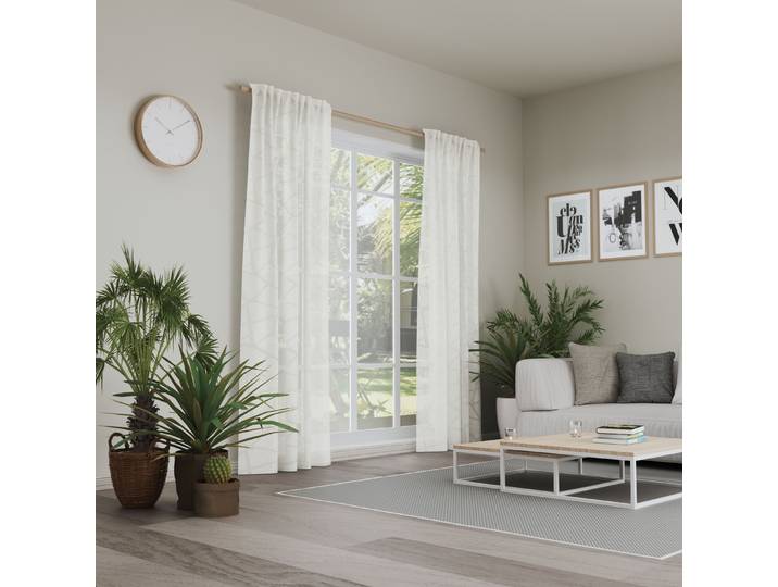 Vorhang NEUTEX FOR YOU ALLEGRO , weiss (wollweiß), B:146cm H:245cm, Ausbrenner, Polyester, Viskose, Gardinen, Vorhang, Buntweber mit Ausbrenner-Optik