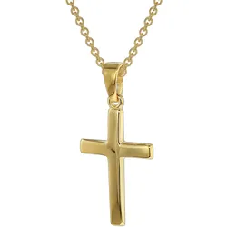 trendor 39438 Kreuz-Anhänger Gold 333 mit goldplattierter Silberkette, 40 cm