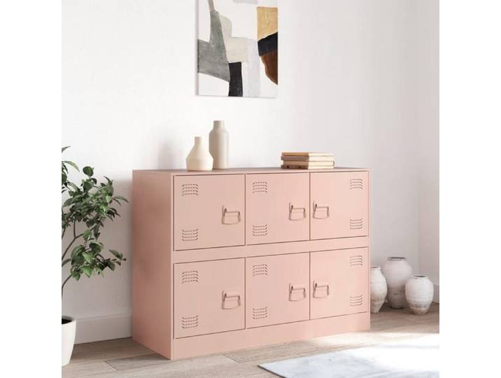 Rose Buffet de rangement - SOLOMOON - Commode salon - rose 99x39x73 cm - acier FR6837