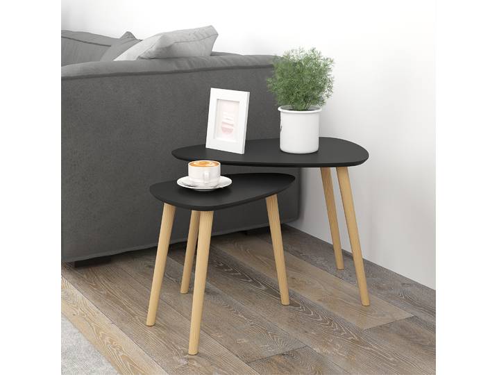 HOMCOM Lot 2 Tables Basses Scandinaves Bois Noir