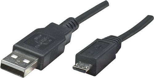 Manhattan USB-Kabel USB 2.0 USB-A Stecker, USB-Micro-B Stecker 1.80 m Schwarz UL-zertifiziert 307178-CG