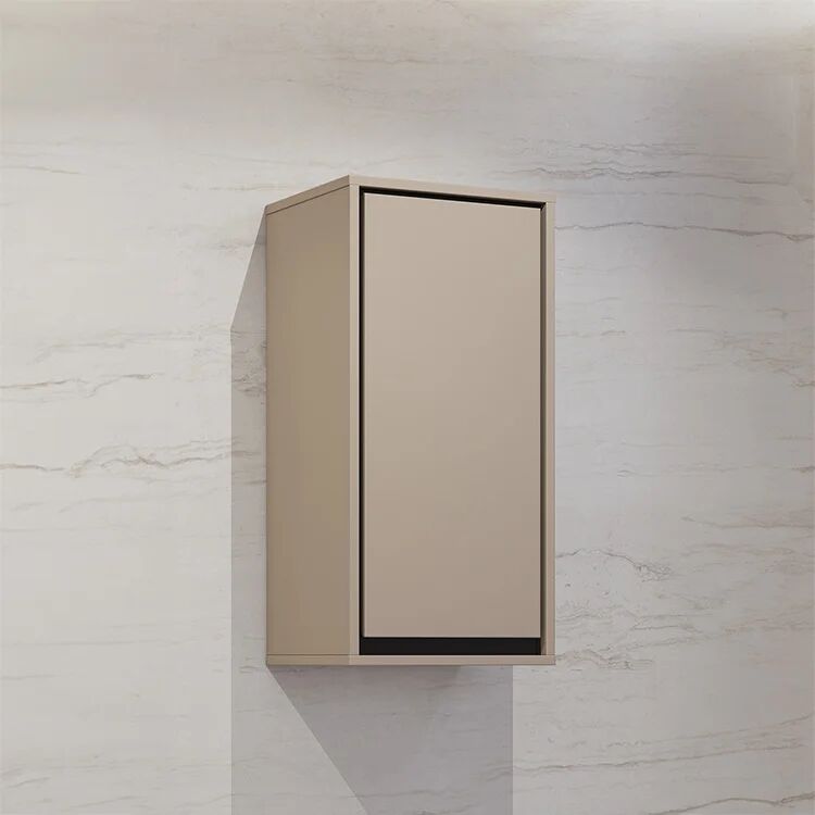garneroarredamenti Pensile bagno sospeso 35x72h cm 1 anta tortora nero Linda