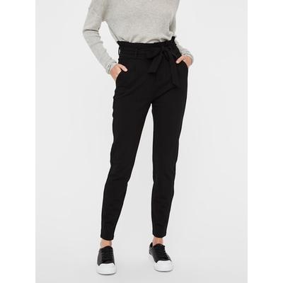 Paperbag-Hose VERO MODA "VMEVA HR LOOSE PAPERBAG PANT GA NOOS", Damen, Gr. XXL (44), Länge 34, schwarz, Milano Rib, Obermaterial: 65% Viskose, 30% Nylon, 5% Elasthan, unifarben, loose fit knöchellang, Hosen Paperbag-Hose, Viskosemischung