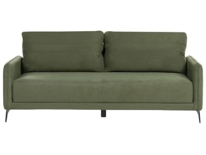 Schlafsofa Stoff grün 3-Sitzer schwarze Beine mit Schlaffunktion Heming