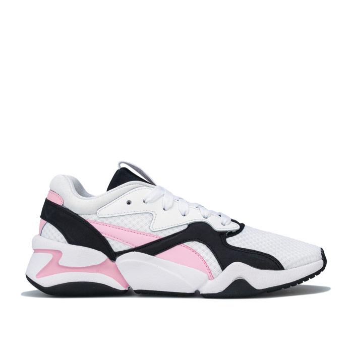 Puma Nova 90's Bloc-damessneakers, wit-roze