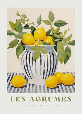 Inspired Finds Retro Lemon Garden Canvas Wall Art Print For Summer Home Decor And Modern Living Spaces classic Botanical Lemon 11.81x15.75in