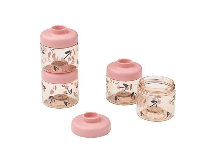Liewood Pots pour aliments bébé Dominique 100 ml, 4 pièces Cherry heart-Rosey
