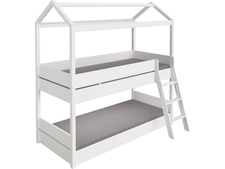 Hausbett PAIDI TINY HOUSE Etagenbett , weiß (kreideweiß), B:135cm H:215cm L:210cm, Betten