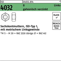 Sechskantmutter ISO 4032 links M39 8 galv.verz. 1 Stück