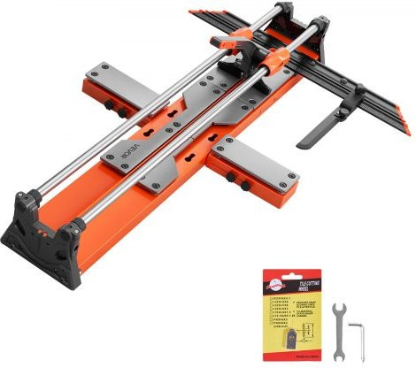 Vevor Tegelsnijder 132 cm, handmatige tegelzaagmachine met verschuifbare snijkop, hoekaanslag en wolfraamcarbide snijschijf, oranje