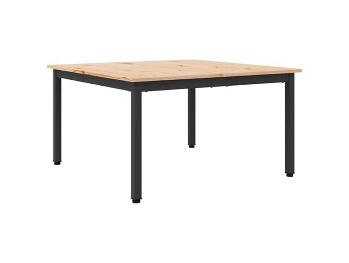 IBUQDDV Couchtisch Natur 80 x 80 x 45 cm Massives Kiefernholz Minimalistisches Design, robuste Metallbeine, natürliche Maserung, pflegeleicht, vielseitig einsetzbar