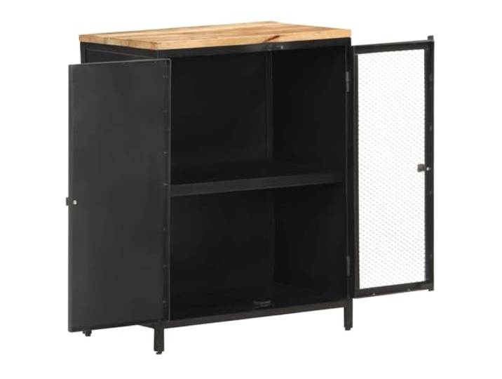 PUGYNBK Sideboard aus Massivholz, mit Griff, 60 x 35 x 78 cm Zwei Fächer, Beine aus Eisen, stabil und langlebig, klassischer Stil