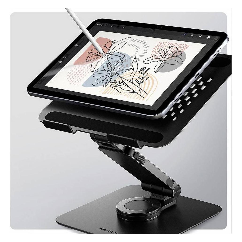 Axagon STND-LRB Ständer mit 360°-Drehung für Laptops und Tablets Schwarz (STND-LRB)