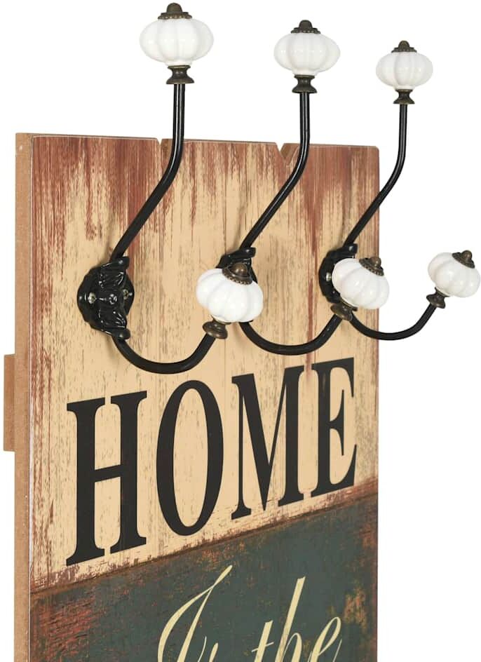 vidaXL Porte-manteau mural avec 6 crochets 120 x 40 cm HOME IS
