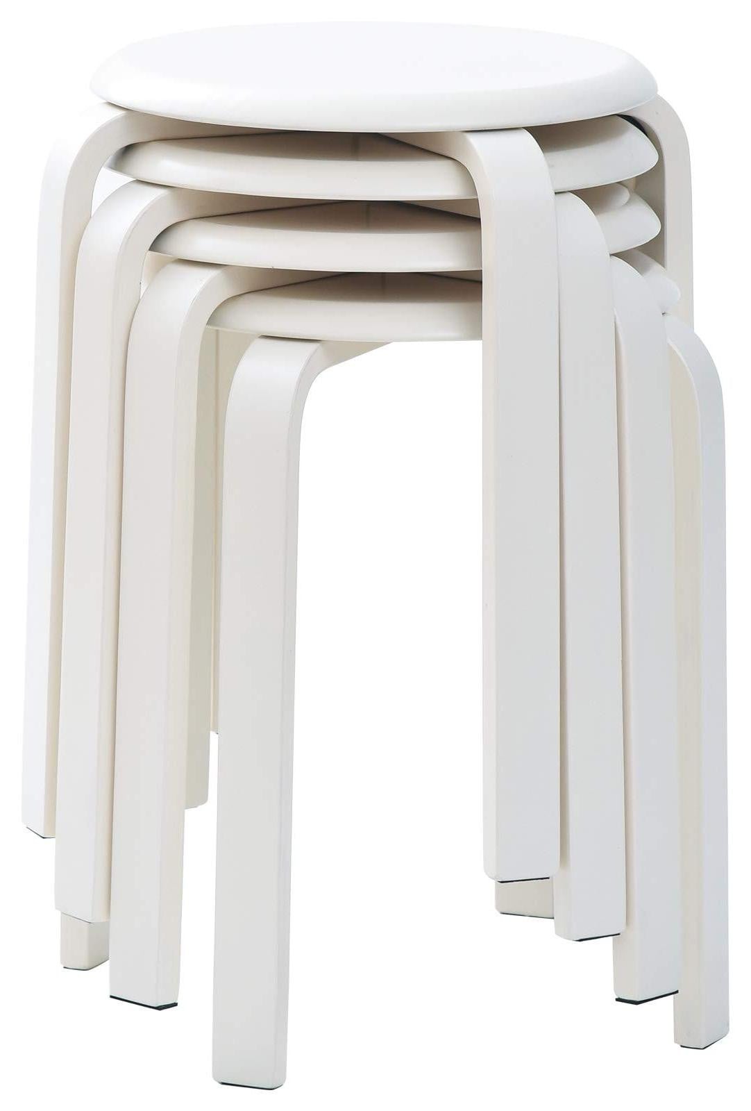 Set van vier stapelbare houten eetkamerstoelen