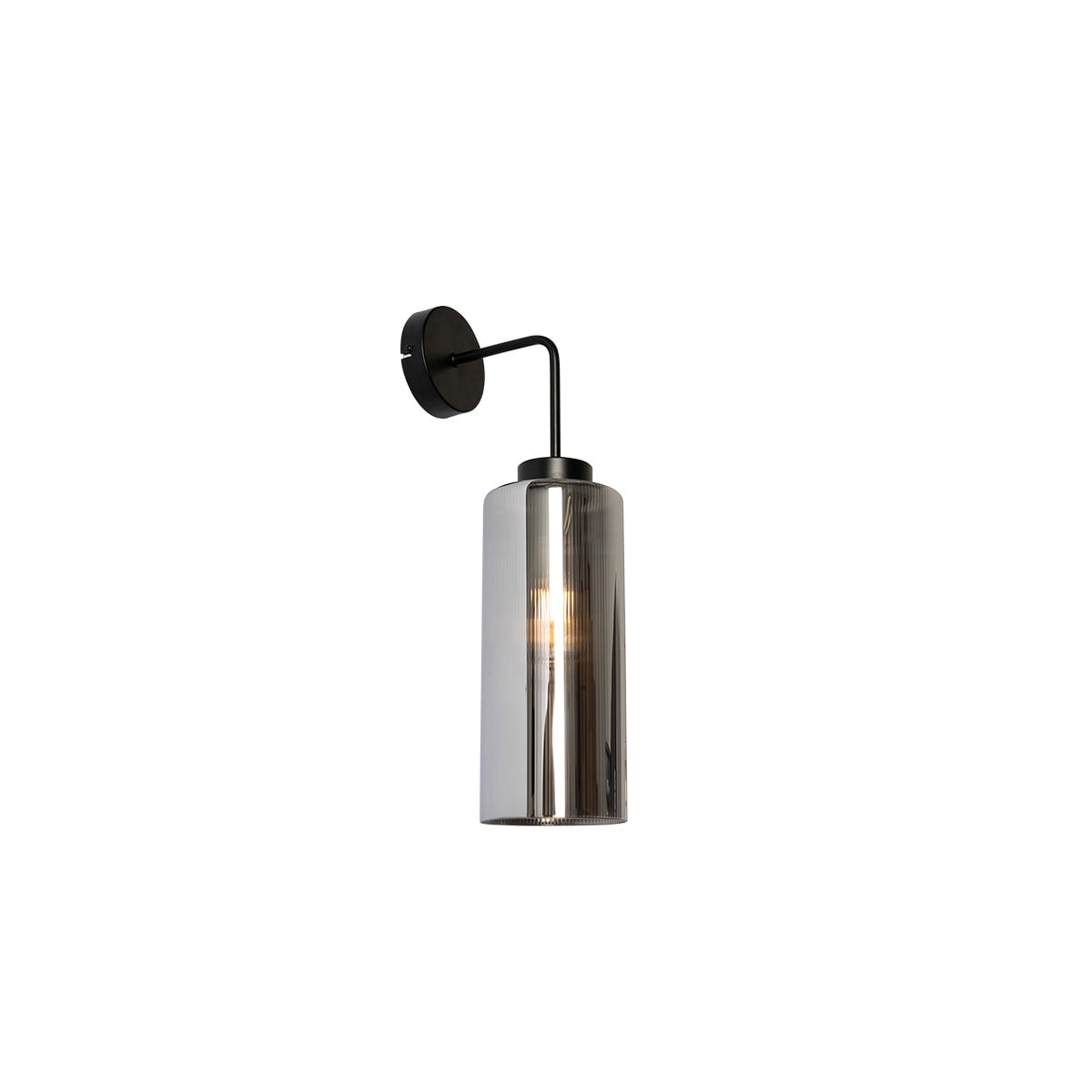 Qazqa Smart Wandlamp Laura - Zwart - Smoke Glas - Wifi - Dimbaar