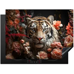 HERDABDECKPLATTE Tiger - Tier - Natur - Floral - Botanisch Herdabdeckung Induktionsfeld 70x52 cm
