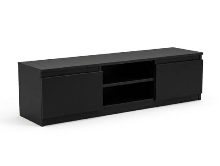 DecoNest TV-Schrank Lowboard 120 cm Matt Schwarz – Moderner Fernsehschrank/TV Board aus laminierter Spanplatte mit ABS-Kanten – TV Möbel Sideboard für Wohnzimmer