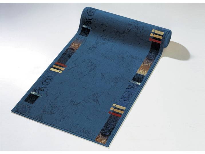 Modern dessinierte Läufer nach Ihren Wunschmaßen, Blau, Größe 106 (Läufer, 100 cm breit)