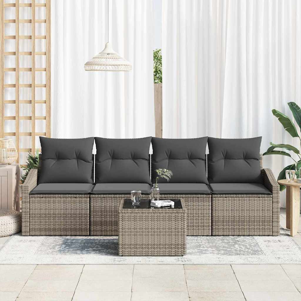 vidaXL Ensemble de Canapés 5 pc Gris 55 x 55 x 37 cm polyrotin