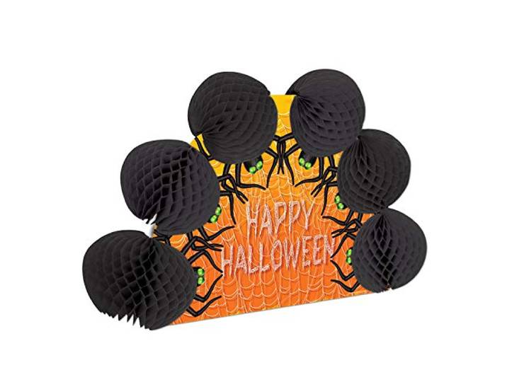 Beistle 654 muurschildering van papier, motief: Halloween spinnen, oranje/zwart