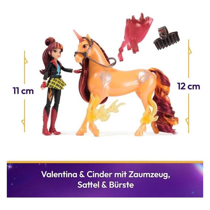 Unicorn Academy Valentina und Einhorn Cinder (mit echter Mähne und Schweif sowie Bürste) (6072677)