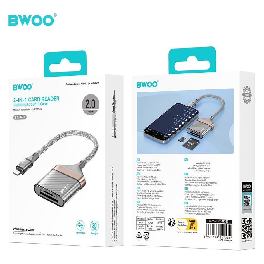 Bwoo Adapter Lightning to SD card / TF Card BZ63 (Lightning) (66238375)