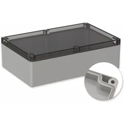 Pollini Gehäuse, 5U250310, 300x230x85 mm POLLIN, IP66, Lichtgrau, klarer Deckel (Gehäuse), Elektronikzubehör + Gehäuse, Transparent, Grau