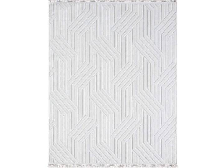 Tapis à relief géométriques moderne blanc 120x180