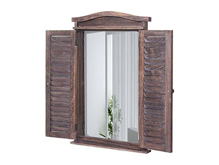 Mendler Wandspiegel mit Fensterläden 71x46x5cm - Shabby braun Badspiegel, Badezimmer, Spiegelfenster