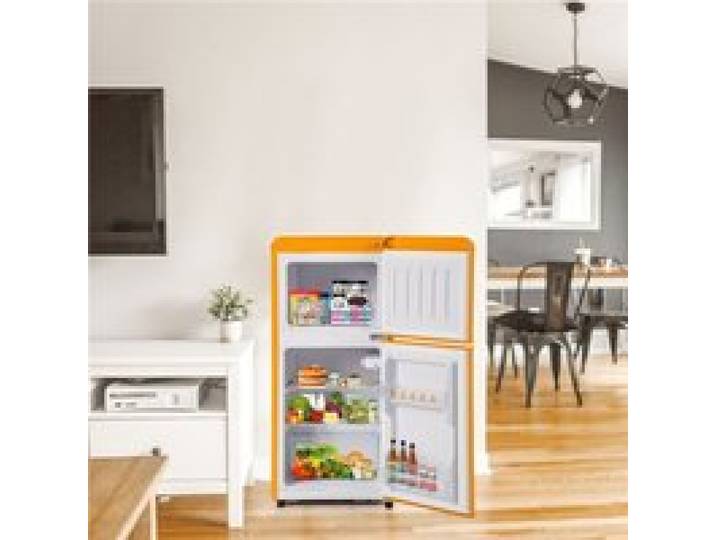 Réfrigérateur congélateur 60 litres 38L+22L Frigo à double porte 102 kWh/an -27°C ∽ 13°C réfrigérateur avec éclairage LED jaune