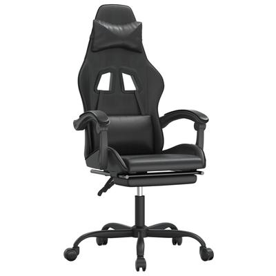 vidaXL Gaming-Stuhl mit Fußstütze Schwarz Kunstleder